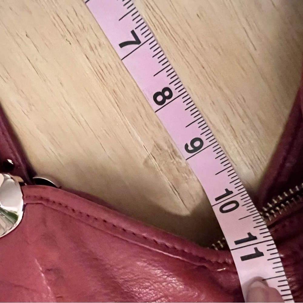 B Makowsky Red Pebbled Leather Hobo Shoulder Bag Large - Picture 13 of 13